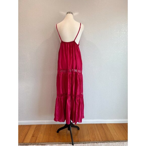 Berrette New York Night Gown Womans M Red Lingerie Lace V Neck Vintage - Picture 4 of 8